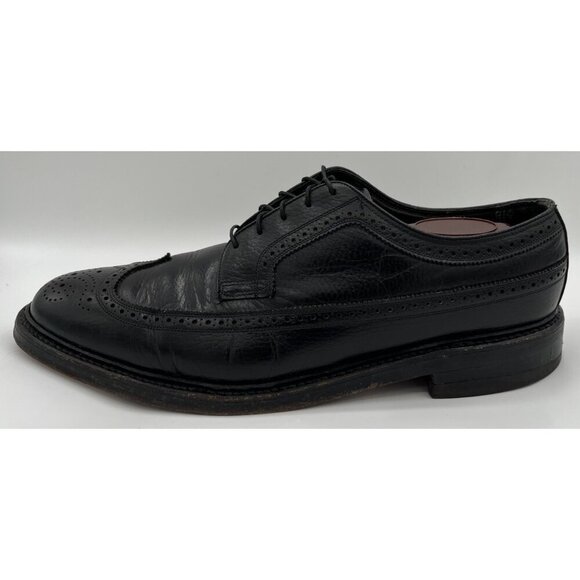 Vintage Florsheim Imperial Size 12D Black Leather Cordovan Wingtip Oxfords 76019 - Picture 4 of 11